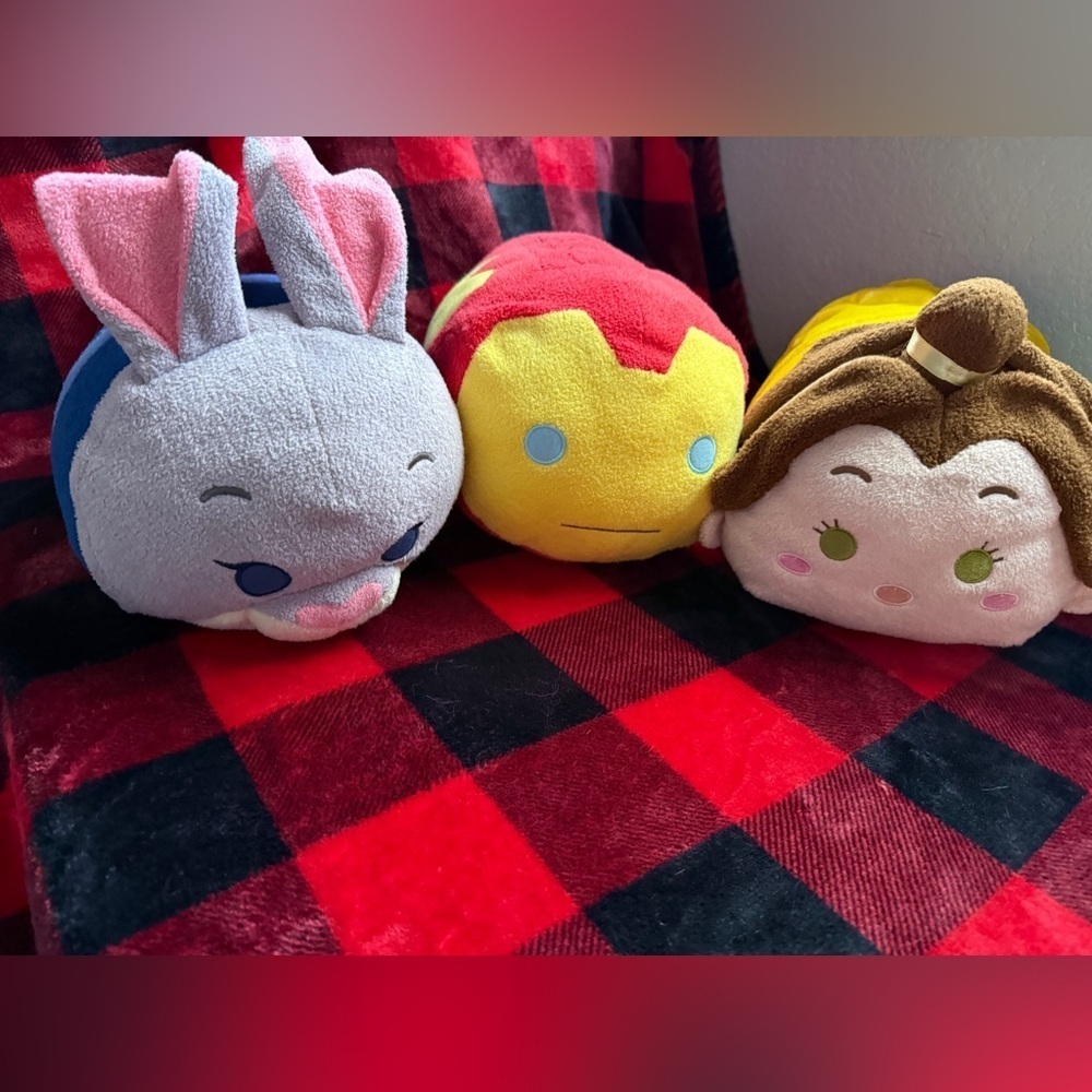 Large Disney Tsum Tsum Trio Plush Set of 3 Ironman, Belle, Police Bunny Judy Hop